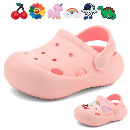 [MOBESEN]サンダルキッズクロッグ男の子女の子キャラクター子供用軽量滑り止め速乾2WAY通気性柔らかい通学ピンク15CM