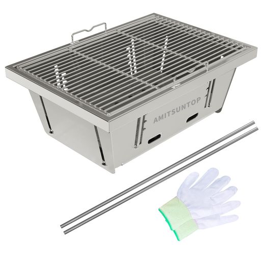 AMITSUNTOP卓上コンロ七輪BBQ製品サイズIGTテーブル対応調整可能な炉内燃焼カーボンプレートの高さステ..