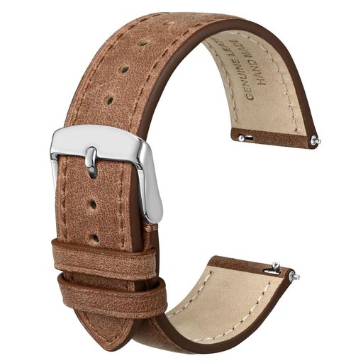 [Anbeer] 腕時計 バンド 20mm レザー 時計バンド Quick Release 替えバンド ステンレススチールバックル 駱駝色・シルバー尾錠