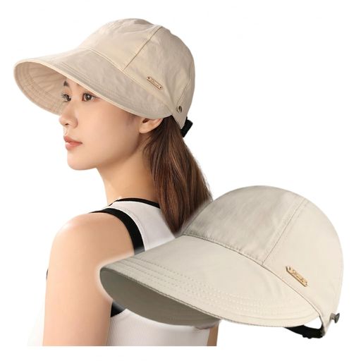 Tennis - [Weuiean]帽子UVカットキャップレディースマスクフック付き弾性コード付きサイズ調整可つば広折り畳みアウトドア日除け紫外線対策速乾軽薄耳が痛くならないグッズKZSX-23(ベージュ)