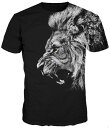 Amadeメンズtシャツ半袖ブラックライオン柄細身オシャレストリート夏服贈り物-JP069-29-3L1枚