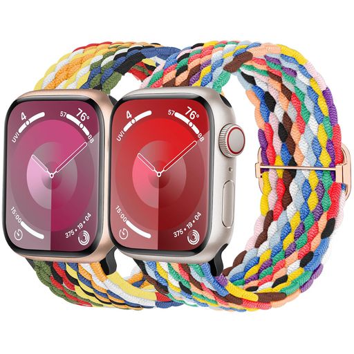 【2枚入り】ブレイデッドSOLOLOOPバンドコンパチブルAppleWatchバンド49mm45mm44mm42mm、調整可能ナイロン編組伸縮バンドのスポーツバンドAppleiWatchUltra2Ultraシリーズ98