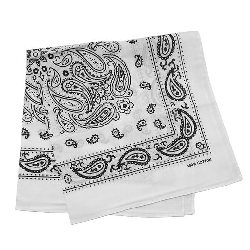 [TRIFONG]バンダナ白ペイズリー柄ハンカチ三角巾大人綿100BANDANAおしゃれコットンばんだなメンズレディース55CMx55CMホワイト