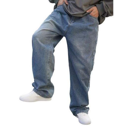 [Fuyumoe]ジーンズメンズワイドデニムパンツメンズズボンワイドジーパン大きいサイズゆったりルーズイ..