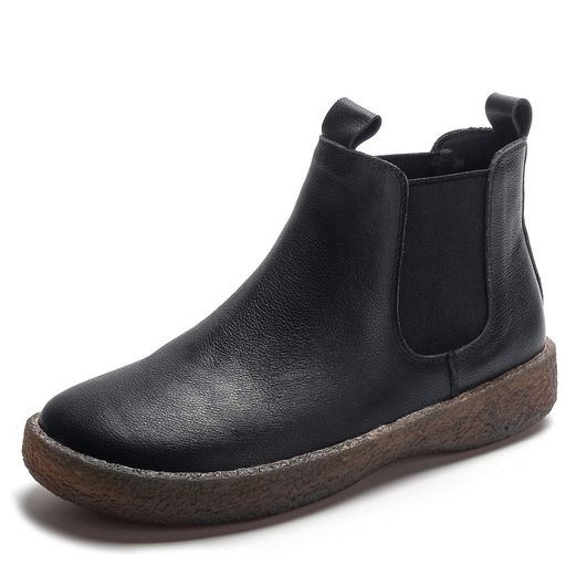 [LEDE]チェルシーブーツレディースカジュアルブーツサイドゴアブーツアンクルブーツアウトドアシューズ本革厚底袴用防水着やすいブラック24.0cm