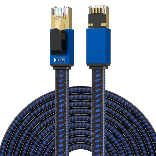 LEKVKMCAT8LANケーブル8Mカテゴリー8イーサネットケーブルRJ45平型ナイロン編組LANケーブル超高速対応40GBPSBASE-T2000MHZCAT8対応ホームネットワークPC等8M