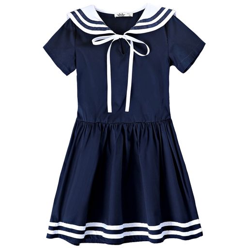 [Weileenice]子供服150ドレス発表会子供海軍風ドレス女の子ワンピースガールズフォーマルネイビー結婚式誕生日入学式中学生ジュニアかわいい紺ワンピース