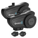 バイク用インカムMOMAN(モーマン)H2PRO(NEWVER.)2台セットアイボリーブラック1000M通信可能距離2人同時通話DSP&CVC機能搭載音楽再生I...