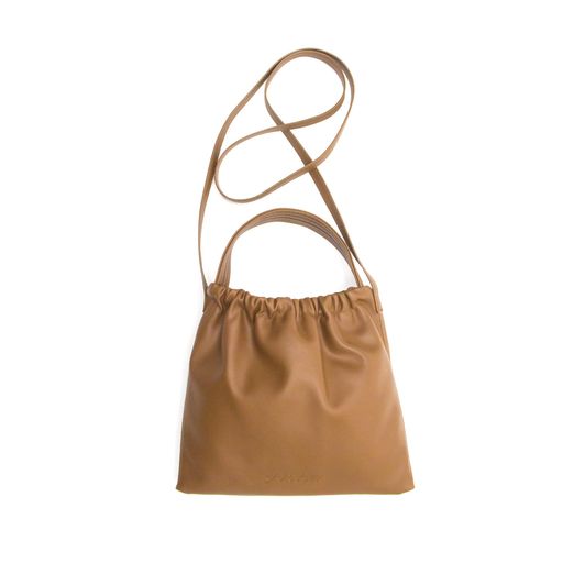 [Jrain]ショルダーバッグ2wayゴムのしめ口ショルダー使用丈110CM取り外し不可調整不可サンプル軽量大人(ブラウン)