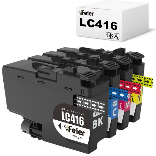 Feierbrother用LC416互換4色互換インクカートリッジLC416-4PKブラザーインクLC416xlC416BKLC416CLC416MLC416Y大容量タイプ対応型番ブラザーDCP-J4143N