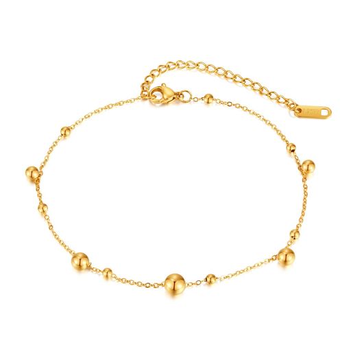 アンクレットレディースゴールドボールアンクレットステンレスアレルギー対応18金球体ビーズ細めあずき..
