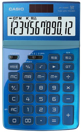 カシオ電卓ジャストタイプ12桁ブルーJF-Z200BU-N カシオ電卓ジャストタイプ12桁ブルーJF-Z200BU-N