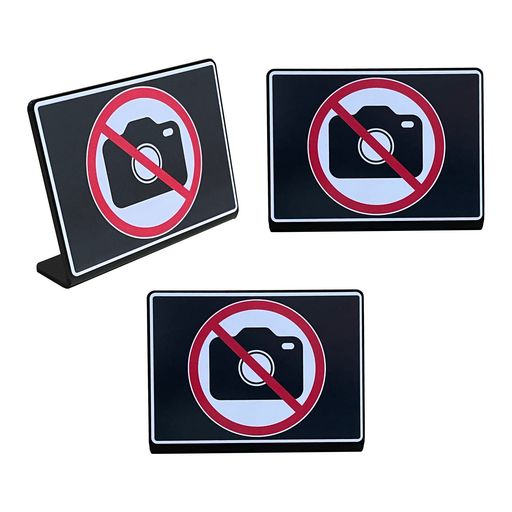 Mehrondo3個入撮影禁止卓上プレートサイン|サイズ:74x52mm|日本製