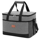 H&Wクーラーボックス小型大容量10L/35L保冷保温折り畳み収納可能軽量ソフト手提げと肩掛け両用お弁当収納バッグ保冷バックピクニック/通勤/キャンプ/お花見/BBQ/レジャー(グレー)(35L)