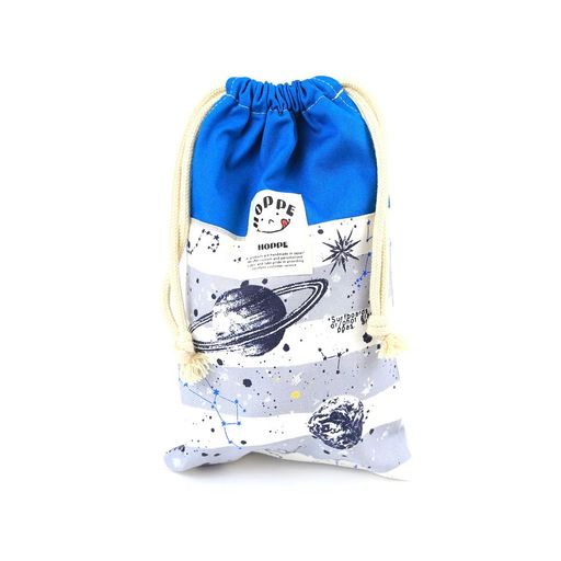 [HOPPE]ロング巾着しましまspaceグレーナイロン裏地付き縦長巾着袋マチなしトリオセット小学生キッズ男..