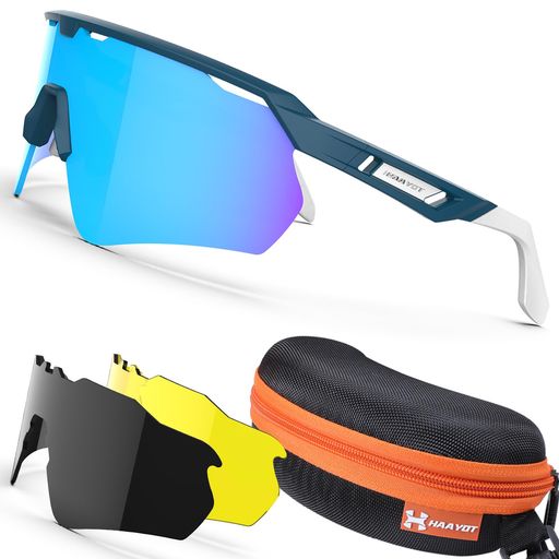 [HAAYOT]ロードバイクサングラススポーツ野球ランニング対応調整可能ノーズパッド&テンプルUV400遮断偏..
