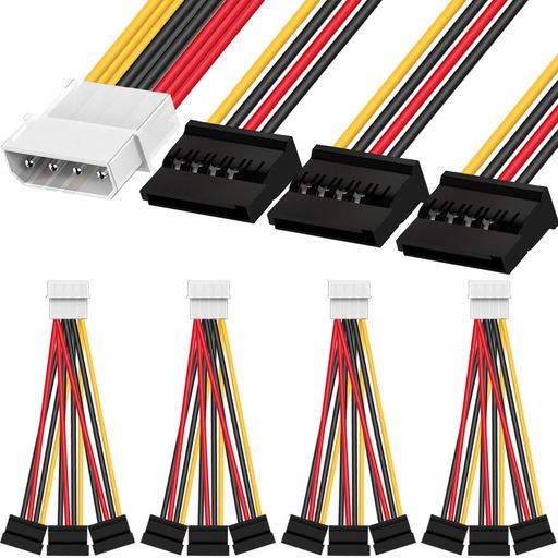 Xiatiaosannڥե(4ԥ)-SATAŸ(15ԥ)3ʬ֥롢Molex4ԥ󥪥ͥ-SATAѴץϡɥɥ饤HDDSSDѡ20cm5ܥå