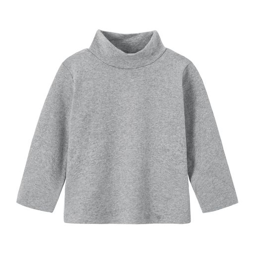 [Volunboy]子供服長袖tシャツキッズ綿タートルネックカットソートップスインナーハイネック無地ボーダ..