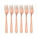 BuyerStarフォークデザートフォークケーキフォーク6本セット13.6cmおしゃれ質感良い18-0ステンレス鋼製鏡面仕上げ食洗器対応ローズゴールド