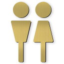 かたちラボトイレサインプレートトイレマークBIG大きいA真鍮風ゴールド屋外対応シール式日本製