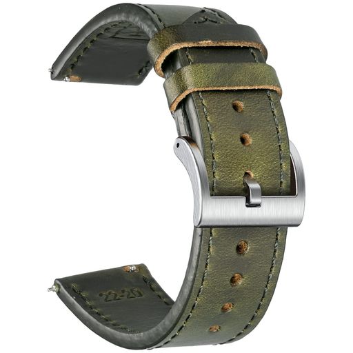 Antiques - 18mmレザー時計バンド腕時計ばんどメンズ用ヴィンテージ風ハンドメイドHorweenソフトレザー時計交換用ベルトテンレスシルバー時計バックル尾錠