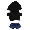 niannyyhouse15cmぬいぐるみ服パーカージーンズ綿人形の服着せ替え(black-2)