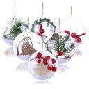 ZOUZJUNクリスマスボールプラスチックボール10個セット5cm6cm8cmプラスチック球オーナメントボール飾り透明中空球体装飾収納DIY
