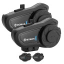 バイク用インカムMOMAN(モーマン)H2PRO(NEWVER.)2台セット1000M通信可能距離2人同時通話DSP&CVC機能搭載音楽再生IP65防水音声アシ...