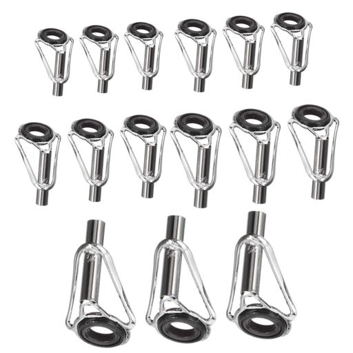 1.商品仕様:修理用トップガイド15点セット、サイズ: 内径1.6mm、1.8mm、2.0mm、2.8mm、3.0mmそれぞれ3個ずつ。素材:フレーム:ステンレス リング:セラミック。 2.軽量設計:軽量で感度の高い強力、傾斜ブリッジが付きなトップガイドです。 3.スムーズなトップガイド:ロッドの底部に沿って並べてされており、ラインのコントロールに役立ちます。釣り竿ラインの損傷の可能性を大幅に減らすことができます。 4.適用範囲: 岸釣り竿、ロングドロップ竿、釣り竿、ボートパーツ、イワナ、ライトゲームなどに使われています。 5種類のサイズがあり、必要に応じてサイズセットをお選びいただけます。プロのアングラーにとっては、修理可能なロッドの範囲は広く、非常に実用的です。
