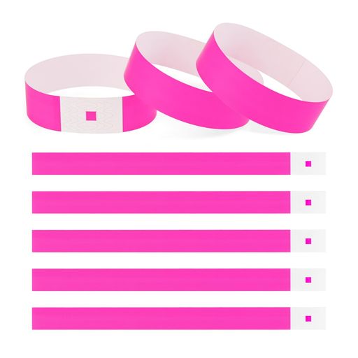 MABAHON使い捨てリストバンド500枚イベント用入場管理紙リストバンド防水ワンタッチ装着人数管理Pink