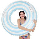 浮き輪大人用取っ手付きうきわOziral大きいサイズおしゃれフロートシンプル丈夫安全厚手可愛いビーチ海水浴海遊び夏休み旅行水上レジャーアウトドアストライプ100cm(3)
