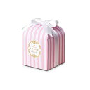 moinmoinラッピングラッピングお菓子手のひら組立フレンチパリストライプおしゃれリボン付5枚セット(ピンク)