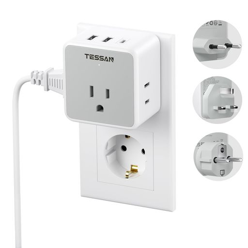 変換プラグ海外コンセントC/BF/SEタイプTESSAN海外旅行用アダプター取り外し可能3個AC口2つtype-Aと1つUSB-Cポート付き韓国/ドイツ/イタリア/シンガポール/イギリス/香港/東南アジア/ヨーロッパ… 変換プラグ海外コンセントC/BF/SEタイプTESSAN海外旅行用アダプター取り外し可能3個AC口2つtype-Aと1つUSB-Cポート付き韓国/ドイツ/イタリア/シンガポール/イギリス/香港/東南アジア/ヨーロッパ…