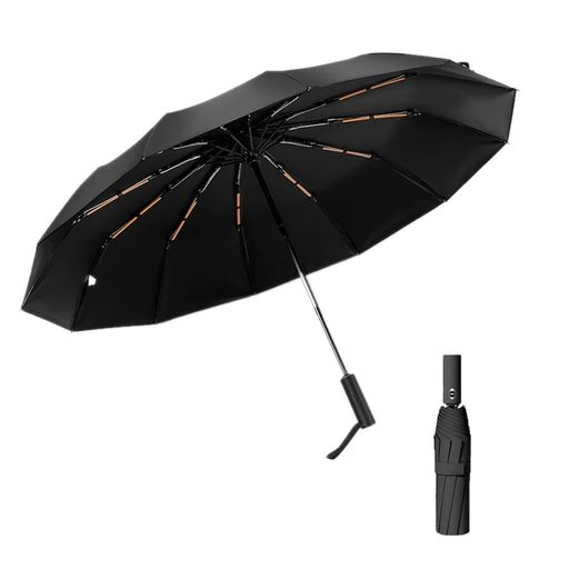 太陽 【超大サイズの折りたたみ傘】傘面の曲面長さが120cm、開く直径が106cm、普段の傘より大型化した折りたたみかさです。体の大きな男性としても窮屈さを感じることなく快適に使えます。雨を防げる範囲が大きくので、二人で荷物を持って傘に入っても余裕があるほどの大きさです。梅雨はもちろん、豪雨、強風にも安心できまる24本骨おりたたみ傘です。 【高強度の24本骨。強風にあおられても安心。】折りたたみ傘の親骨は一般的に8本、多くて10本ですが弊社の折りたたみ傘は軽量で丈夫な繊維強化製骨を24本使用。 【ワンタッチ自動開閉】開閉はボタンを押すだけのワンタッチオープン・クローズ。両手が荷物で塞がっている時や車の乗り降り時など、軽く開閉ボタンを押すだけで開閉できますのでとても便利です。 【UVカット率99%】UPF50++の高密度の黒生地で紫外線をカット。日差しからお肌を守ります。 【コンパクトで携帯便利】充分な強度を保つ24本骨折りたたみ傘で、重さはわずか460g程折りたたむ時の長さは34cm。カバンに入れて携帯できるスリムサイズで急な雨に降られても安心です。