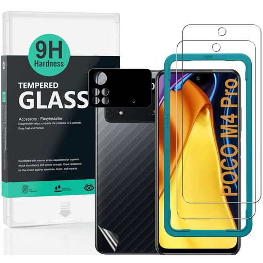 IBYWINDガラスフィルムPOCOM4PRO4G6.43”用強化ガラス保護フィルム2枚セットカメラレンズプロテクター付き(金属材料)背面保護フィルム付き簡単装着キット付き IBYWINDガラスフィルムPOCOM4PRO4G6.43”用強化ガラス保護フィルム2枚セットカメラレンズプロテクター付き(金属材料)背面保護フィルム付き簡単装着キット付き