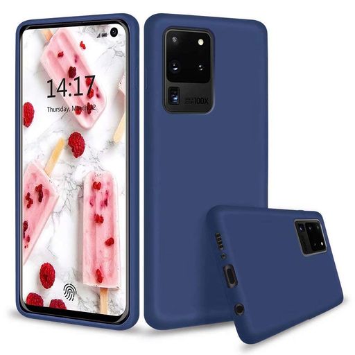 MUTOURENSamsungGalaxyS21Ultraケースtpuシリコン専用カバー薄型指紋防止精細ファイバー裏地耐衝撃柔らかい殻ギャラクシーS21Ultraの保護カバー(青)