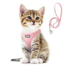 FIDA猫猫用ハーネスリードセット猫具猫牽引ロープリードベストソフト胸あて軽量サイズ調節可夜反射通気メッシュお出かけ抜けないベストねこネコ子猫子犬小型犬(XXXSピンク)forKittenandPuppy