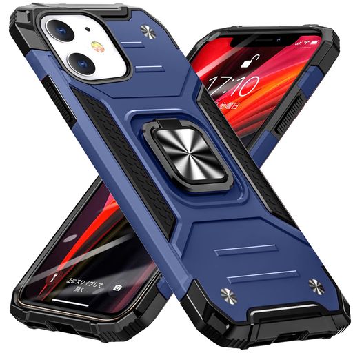 QOUNVYW 向け iPhone 12 Mini 用のケース リング PC+TPU 衝撃吸収 耐衝撃 スタンド...