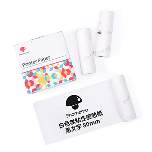 Phomemo非粘着感熱紙80mm幅黒文字3巻入り、1巻の長さは6.5m、PhomemoM03/M04ASポータブルサーマルプリンターに対応、メモ/リスト/写真/シール/文書/請求書に使用 Phomemo非粘着感熱紙80mm幅黒文字3巻入り、1巻の長さは6.5m、PhomemoM03/M04ASポータブルサーマルプリンターに対応、メモ/リスト/写真/シール/文書/請求書に使用
