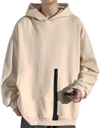 [bluefeel]パーカーメンズ大きいサイズ長袖無地春服秋服フード付きトレーナージッパーポケット付きゆったりカットソー暖かいプルオーバーおしゃれカジュアルドロップショルダー人気デ…