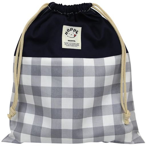 巾着Lグレーチェック巾着袋大体操服入れお着替え袋体操服袋給食袋大きめ通園通学小学生キッズ男の子女..
