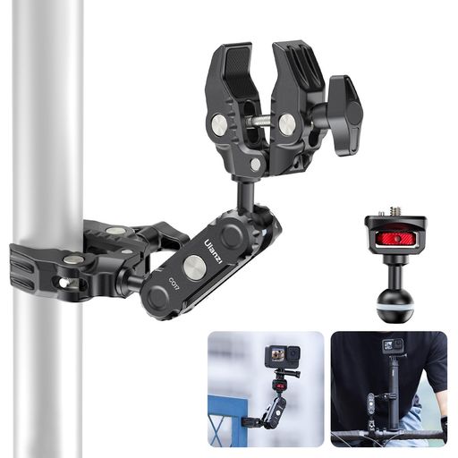 UlanziC017ダブルスーパークランプボールヘッドマジックアームカメラマウント360°回転角度調整1/4ネジ付き交換可能hero12用/insta360x4...
