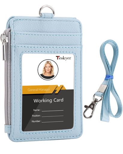 [Teskyer]社員証ケースネームホルダー名札ホルダー五つポケット小銭入れコインケースファスナー付きネ..