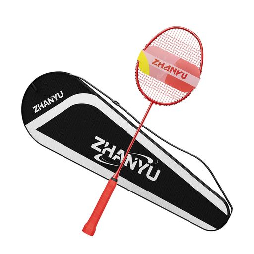 バドミントンラケット バドミントン ラケット 100%炭素繊維 軽量 初心者 練習用 トレーニング ガット張り上げ済 レジャー向け 大人用 子供用 収納バッグ付き (Red004)