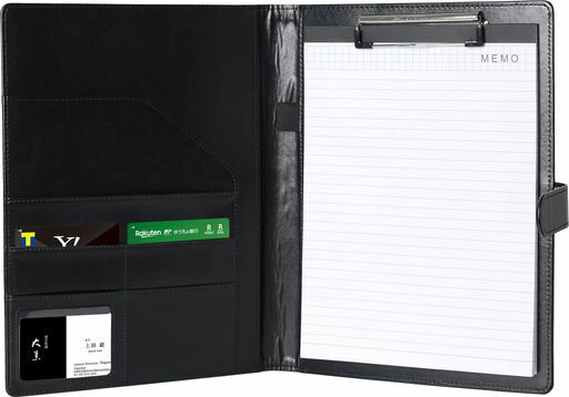 PanavageバインダーA4クリップボードPUクリップファイル二つ折り多機能ペンホルダーポケット付き名刺入..