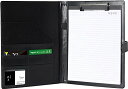 PanavageバインダーA4クリップボードPUクリップファイル二つ折り多機能ペンホルダーポケット付き名刺入れメモ帳付きブラック(ブラック(マグネット開閉))
