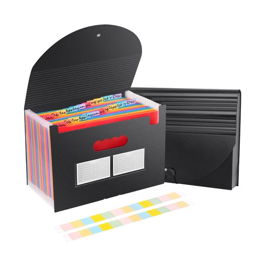 HomdolaserドキュメントスタンドA4ドキュメントファイル25ポケットアコーディオンファイル書類収納ケー..