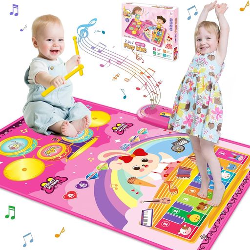 Kabeila ピアノマット おもちゃ 女の子 男の子 ダンスマット ピアノ ドラム 楽器 子供 誕生日 プレゼント クリスマス ミュージックマット