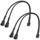 upHerePWMファン用延長電源ケーブル2分岐ケーブル1本3ピンと1本4ピンファン対応PCケースファン増設用Y字型2本【FH2-2】