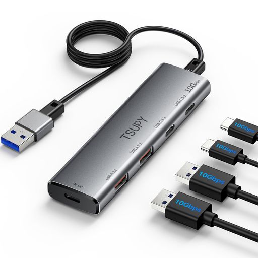 【10Gbps高速データ転送・USB 3.2 Gen 2対応で作業効率を向上】10Gbps USBハブは、USB 3.2 Gen 2規格に対応し、最大10Gbpsの高速データ転送を実現します。大容量ファイル、写真、動画データの移行やバックアップ、外付けSSD・HDDとの接続にも適しており、従来のUSB 2.0/USB 3.0ハブより快適なデータ処理をサポートします。仕事でのデータ管理、クリエイティブ作業、日常的なファイル転送など、スピードを重視するユーザーにおすすめの高速USBハブです 【USB-A・USB-C両対応5ポート拡張・複数デバイスを効率的に接続】USBハブ Type-C Type-A対応モデルとして、USB-A 3.2 Gen 2ポートx2、USB-C 3.2 Gen 2ポートx2を搭載し、合計5ポートへ拡張できます。マウス、キーボード、USBメモリ、カードリーダー、外付けSSDなど、複数のUSB機器を同時に接続可能。